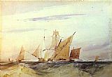 Richard Parkes Bonington Famous Paintings - Shipping Off the Coast of Kent